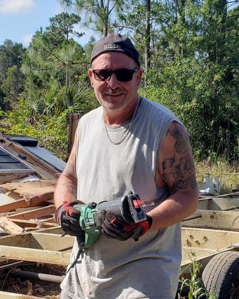 Mark Cass Owner of Florida Junk Removal Cutting Up a Mobile Home (3)
